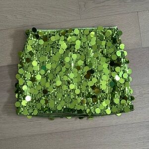 Green Sequin Mini Skirt